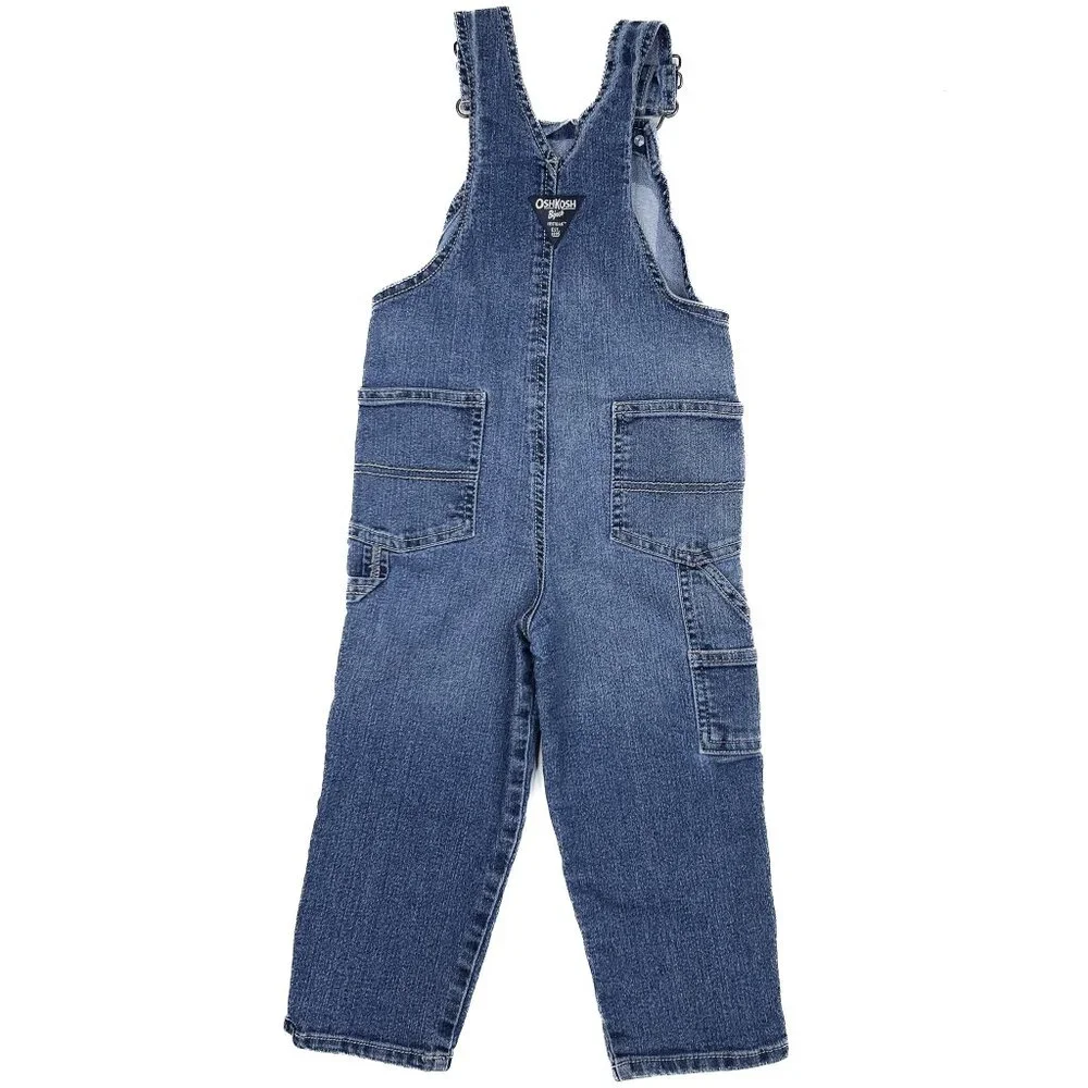OshKosh B'Gosh Logo Denim‎ Overalls Toddler Coveralls Play, Farm, Everyday Sz 3T